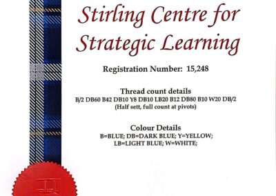 Stirling Centre Tartan officially registered with the Scottish Register of Tartans, Registration Number 15248